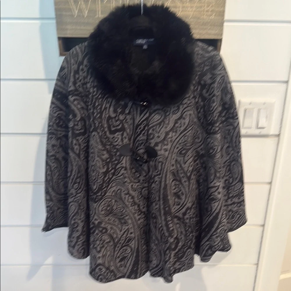 Jones New York Black Faux Fur Collar - Picture 1 of 5
